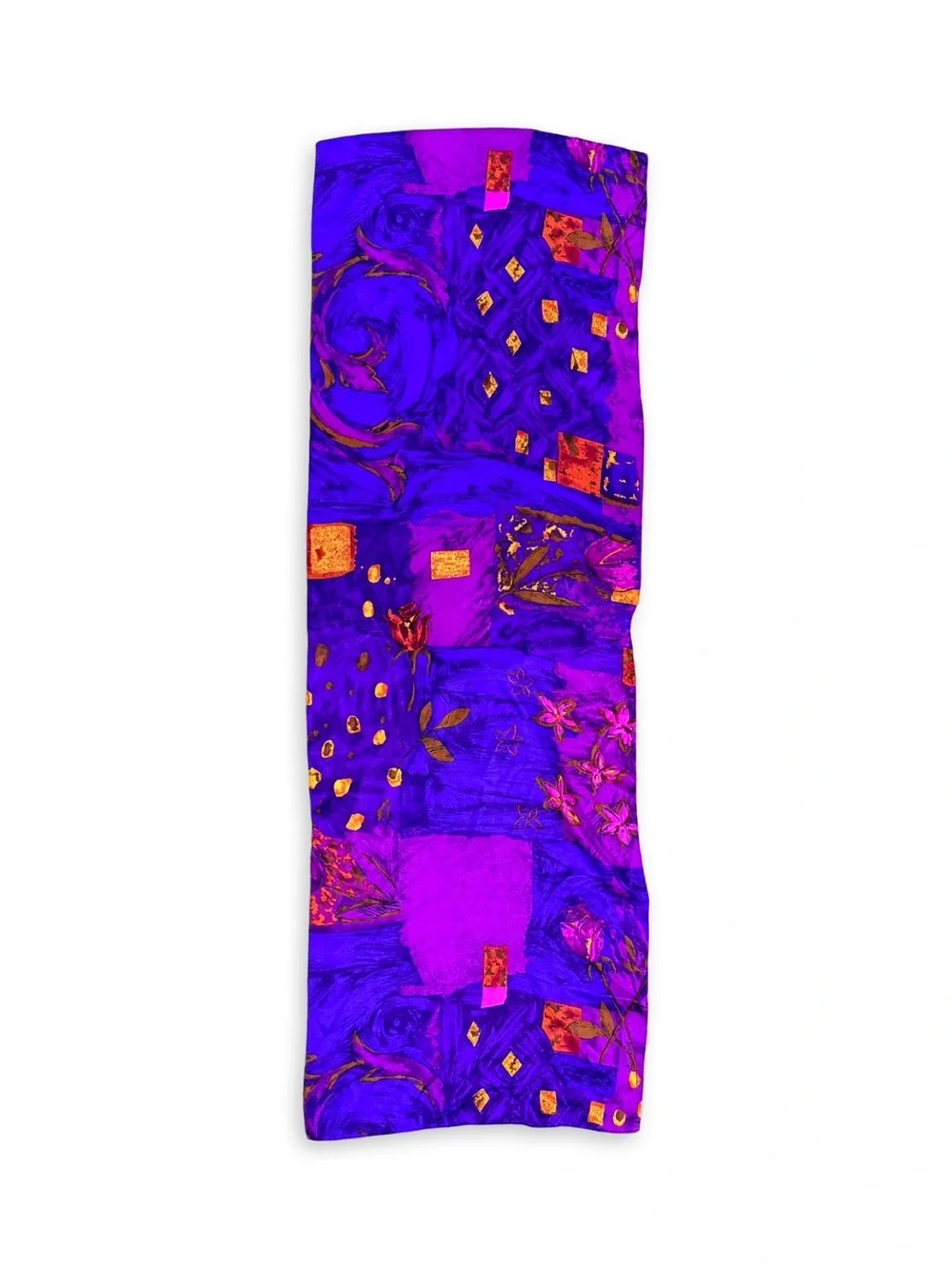 NWT Vintage St. John by Marie Gray 100% Silk Scarf Purple African Violet